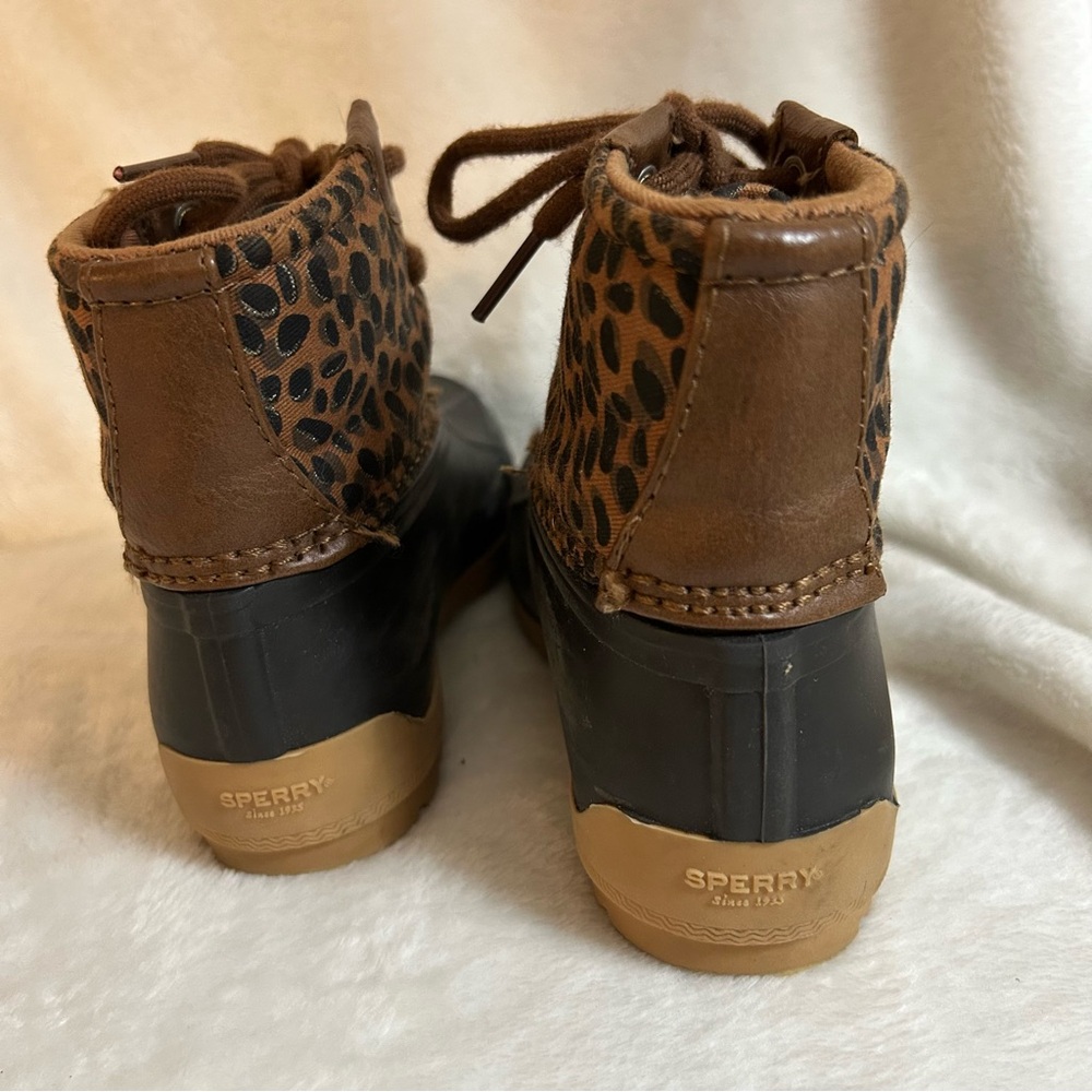 Sperry Leopard Print Duck Boots for Toddler Girls Size 8 - Picture 3 of 6